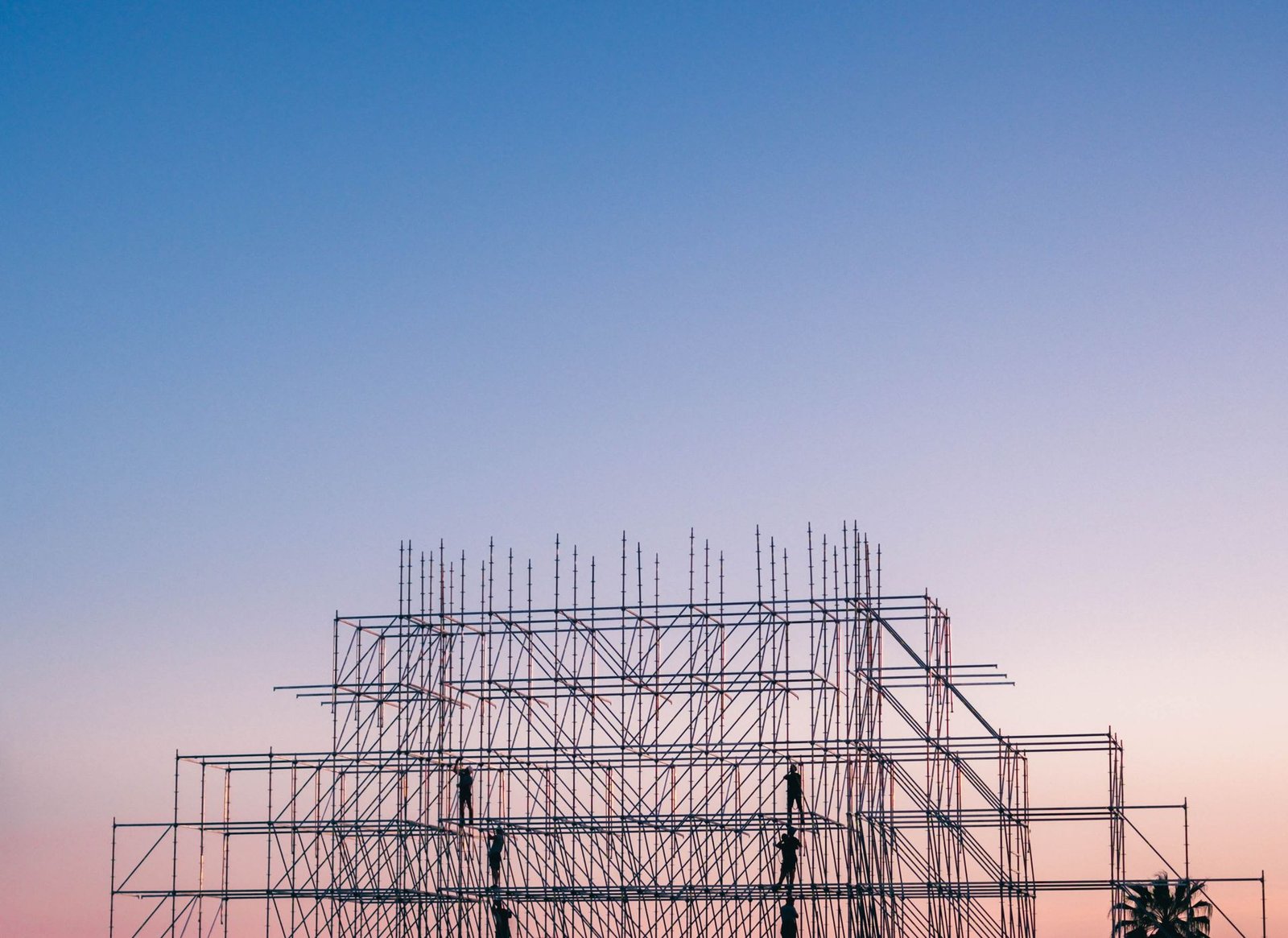 Night-time civil construction site